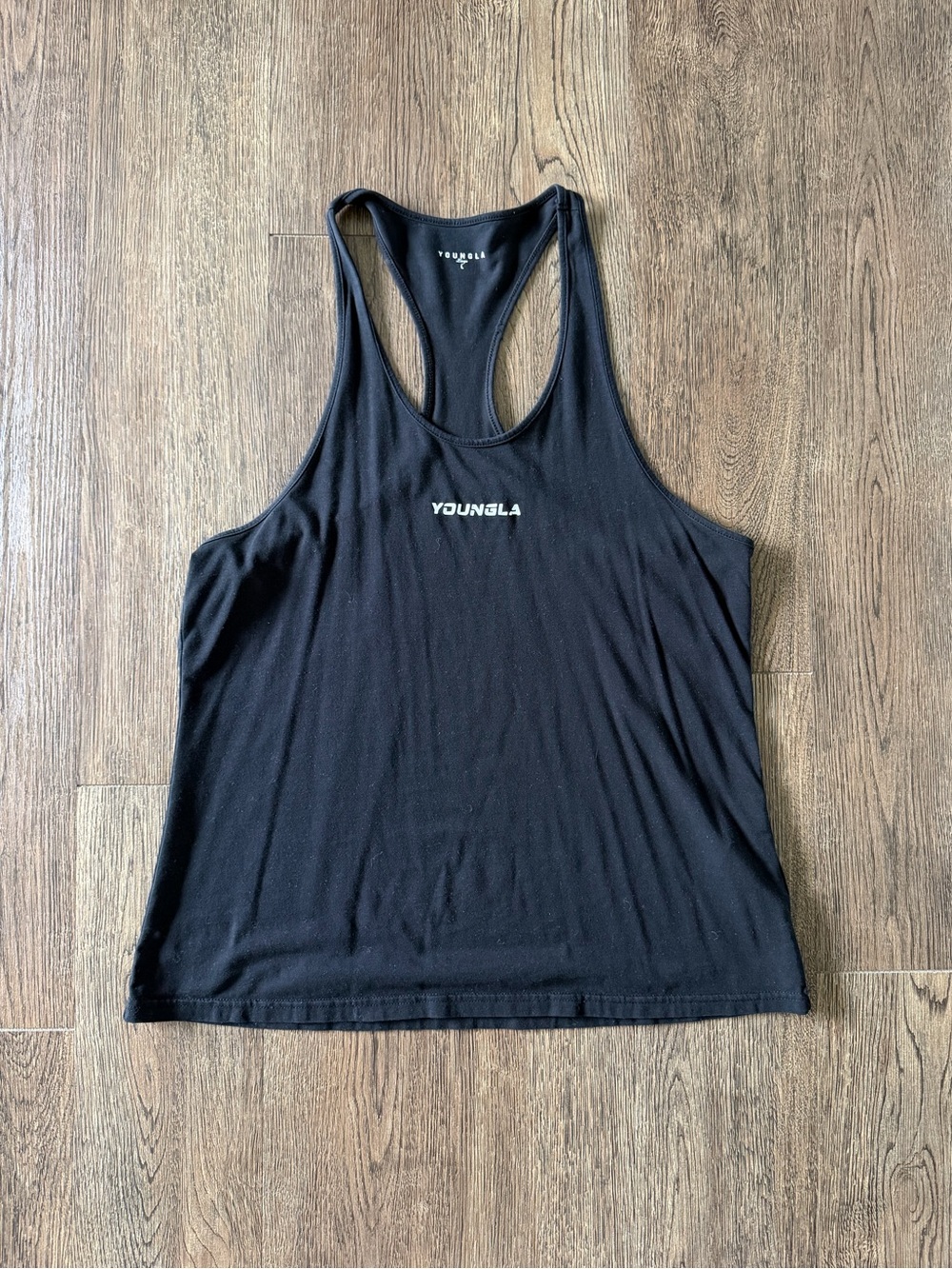 YoungLA Men’s Black Stringer Tank Top, Size L